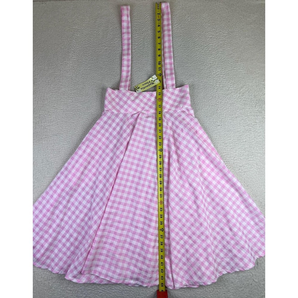 Magnolia‎ Place Pink Check Suspender A-Line Skirt Womens Medium Gingham Zip - Picture 7 of 11